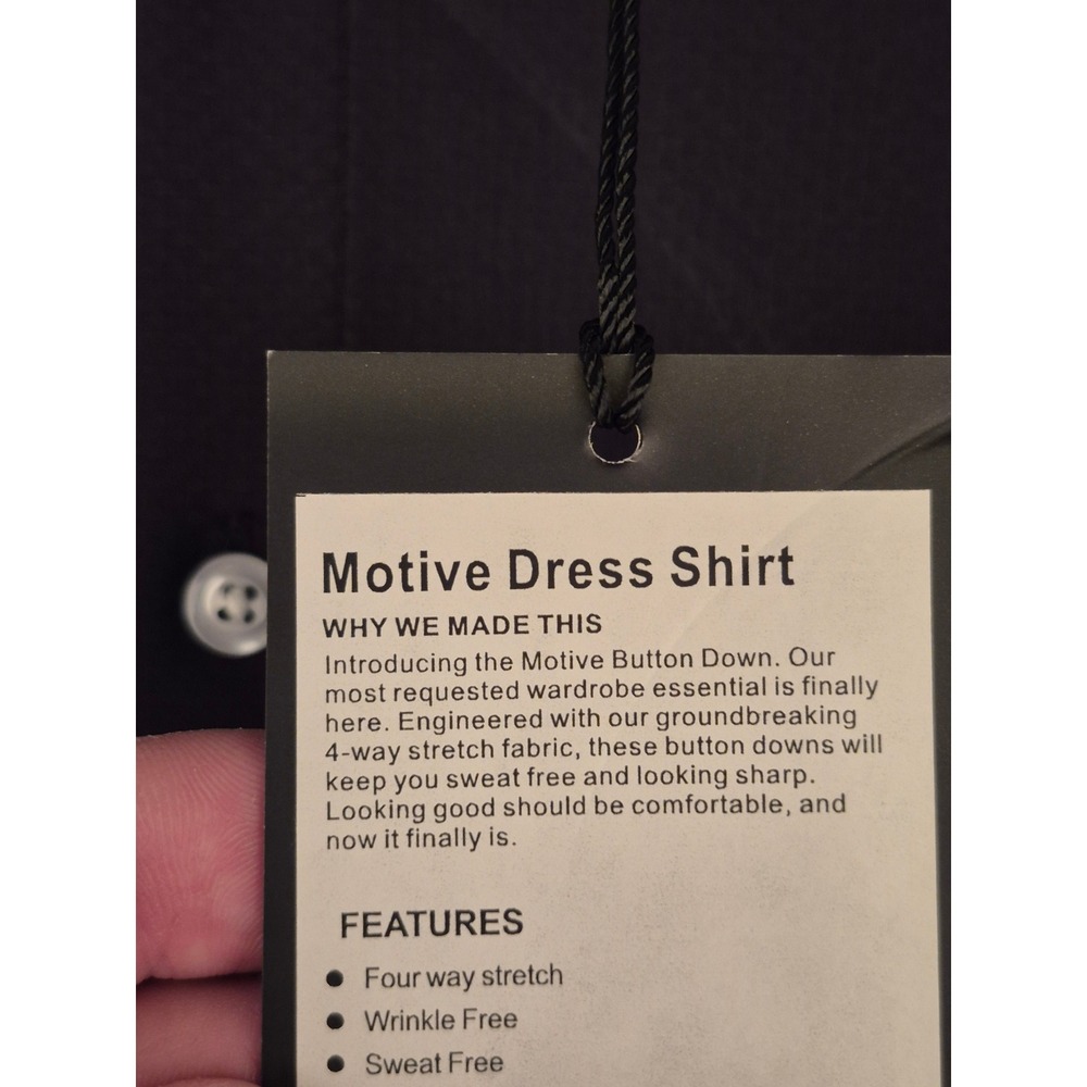 Barbell Apparel Motive Dress Shirt Mens XXL Black 4-Way Stretch Button Down NEW - Picture 6 of 10